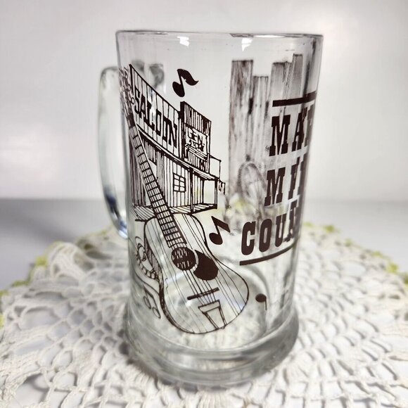 Country Music Coffee Mug Cup Guitar Bar Saloon 16 oz Dominion Glass - Picture 2 of 9